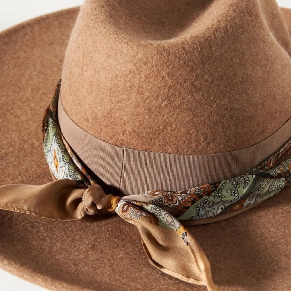 Anthropologie Hat Rancher Tan Brown Cover Band NEW Adjustable